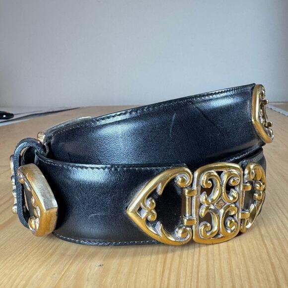 VTG Brighton Womens Belt Black Leather Medium 31-32” - Picture 4 of 8